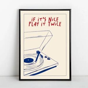 “If It's Nice, Play It Twice” Canvas Print Retro Record Player Wall Art